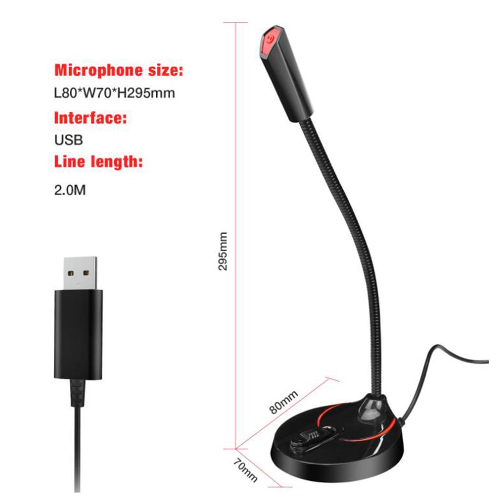 Audio USB Unidirectional Condenser USB Microphone Mic Stand for PC Laptop Gaming