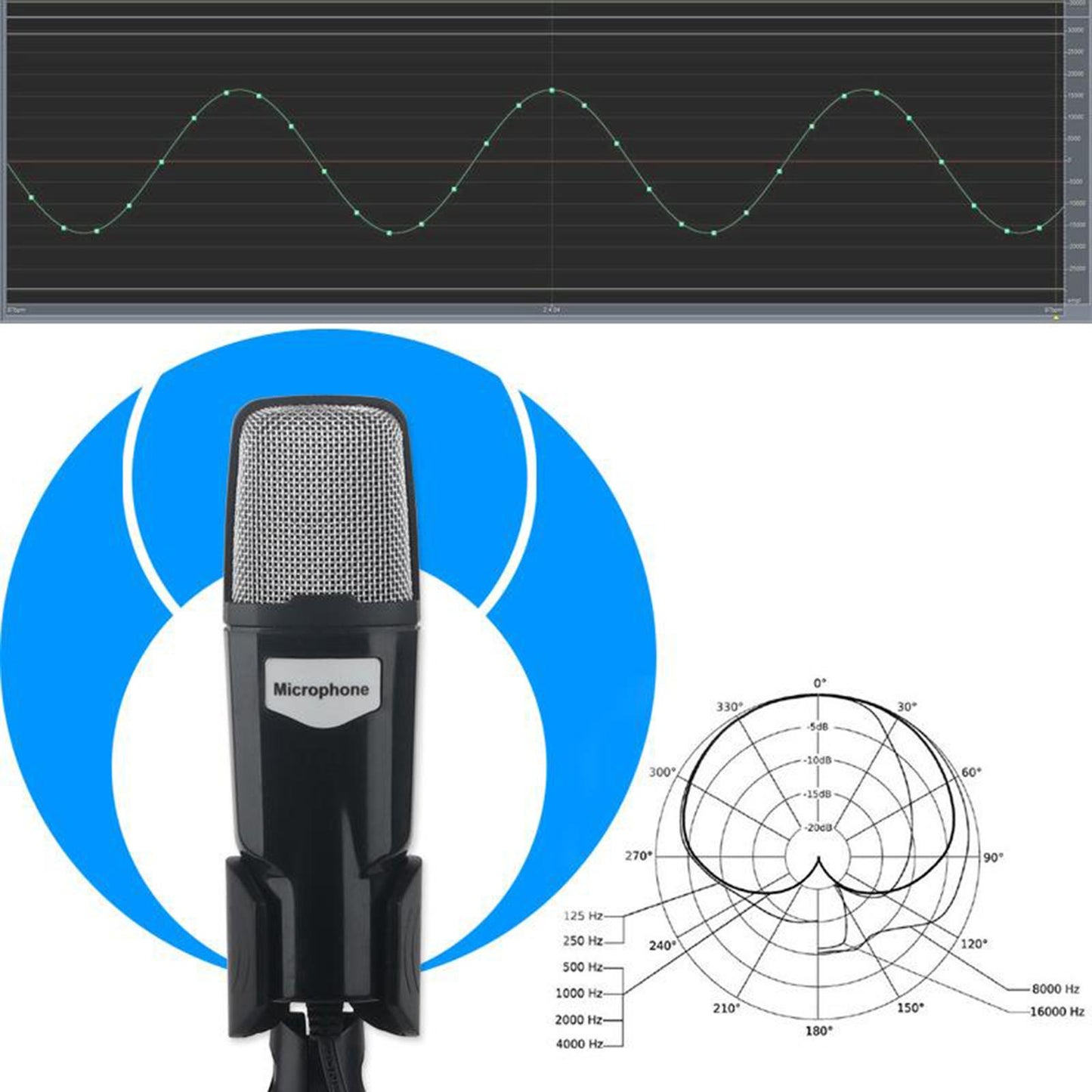 PC Condenser Microphone Cardioid Studio Sound Recording Mic with Tripod