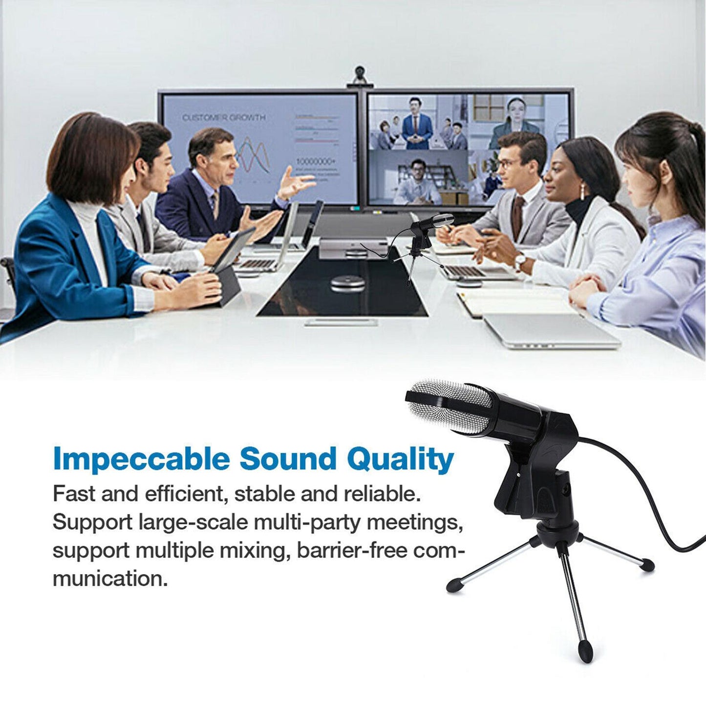 Condenser USB Microphone w/ Tripod for Chat Studio Recording PC Mic