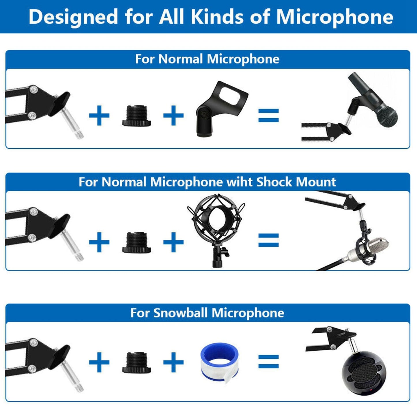 Studio Microphone Scissor Mount Arm Stand Max Load 1.8KG for Video Recording