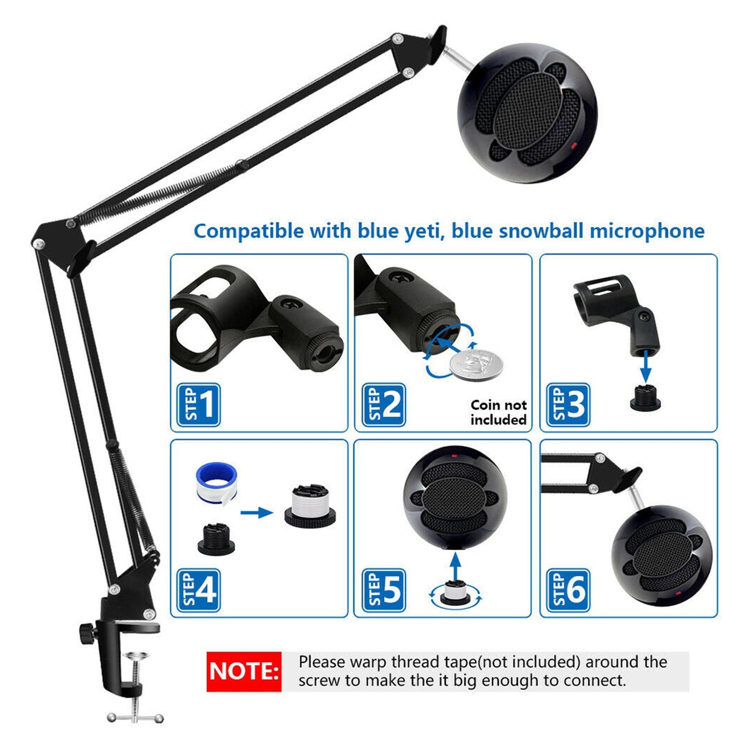 Studio Microphone Scissor Mount Arm Stand Max Load 1.8KG for Video Recording