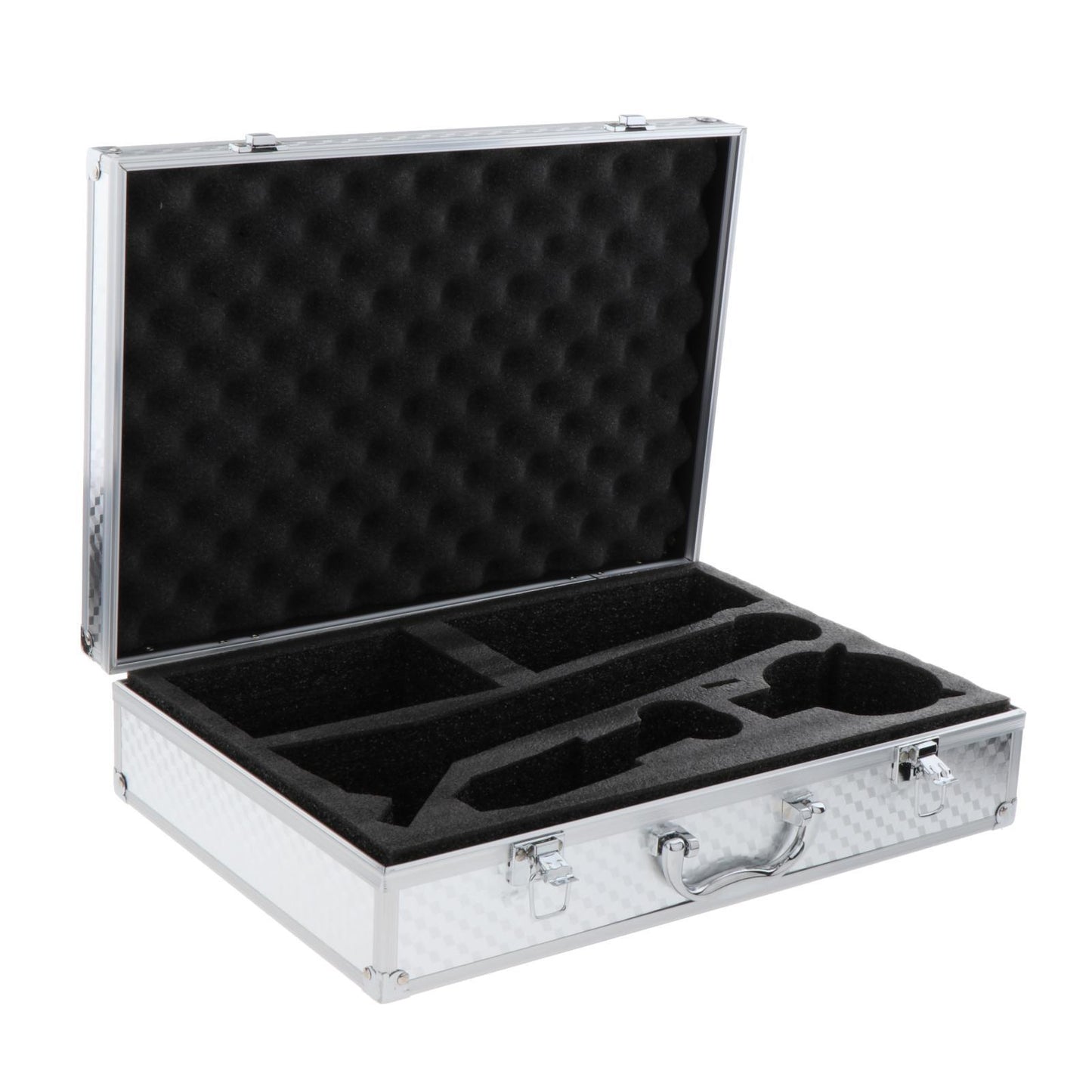 Microphone Storage Case Lockable Metal Flight Box for Mics Cables - Silver