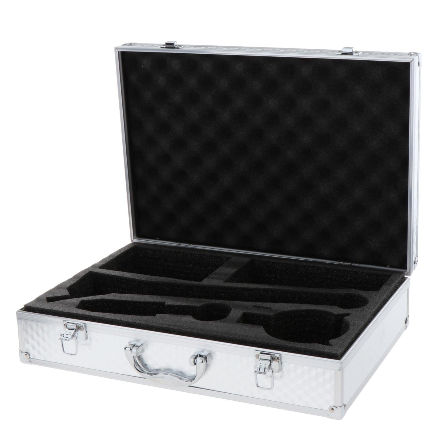 Microphone Storage Case Lockable Metal Flight Box for Mics Cables - Silver