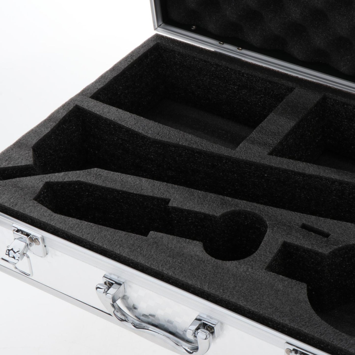 Microphone Storage Case Lockable Metal Flight Box for Mics Cables - Silver