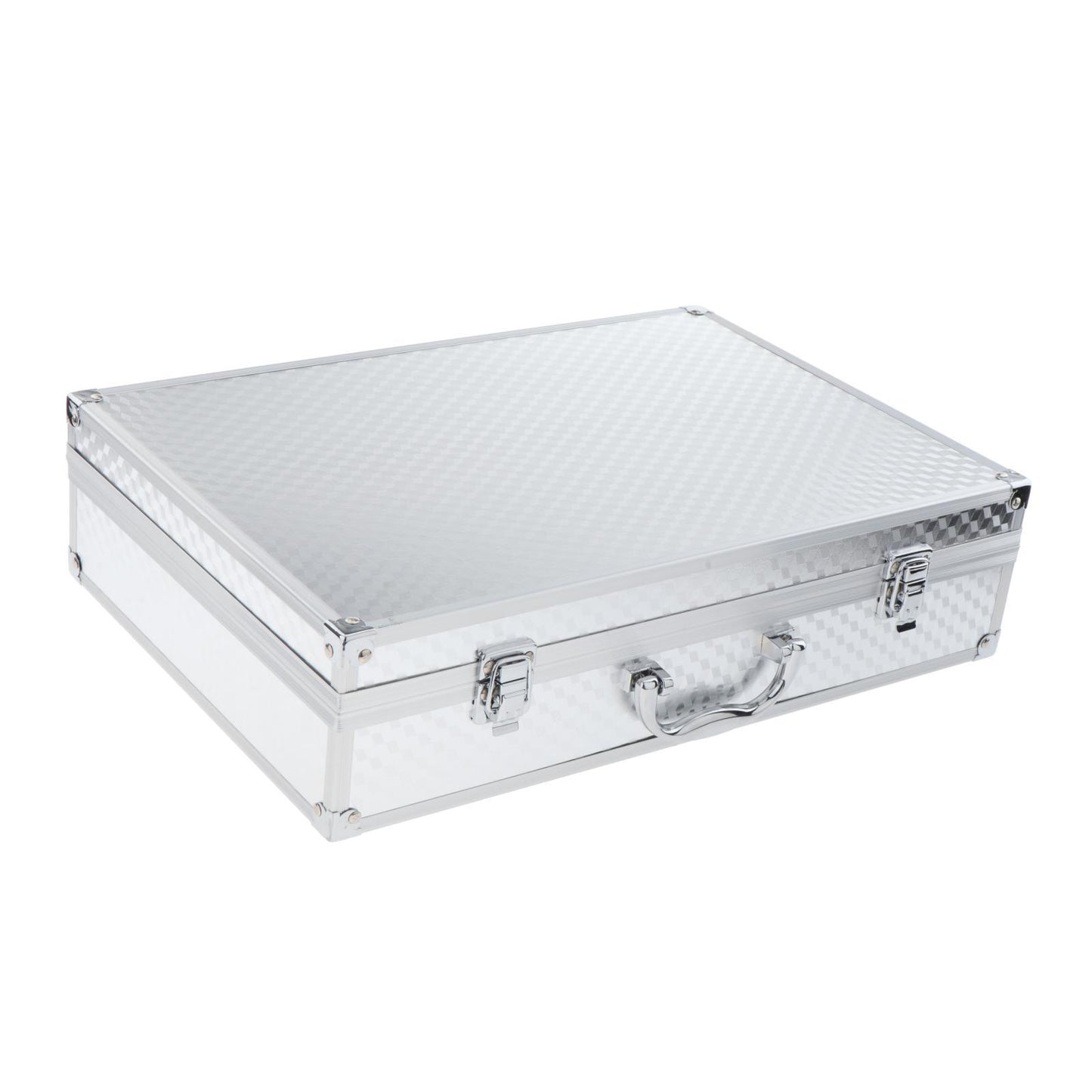 Microphone Storage Case Lockable Metal Flight Box for Mics Cables - Silver