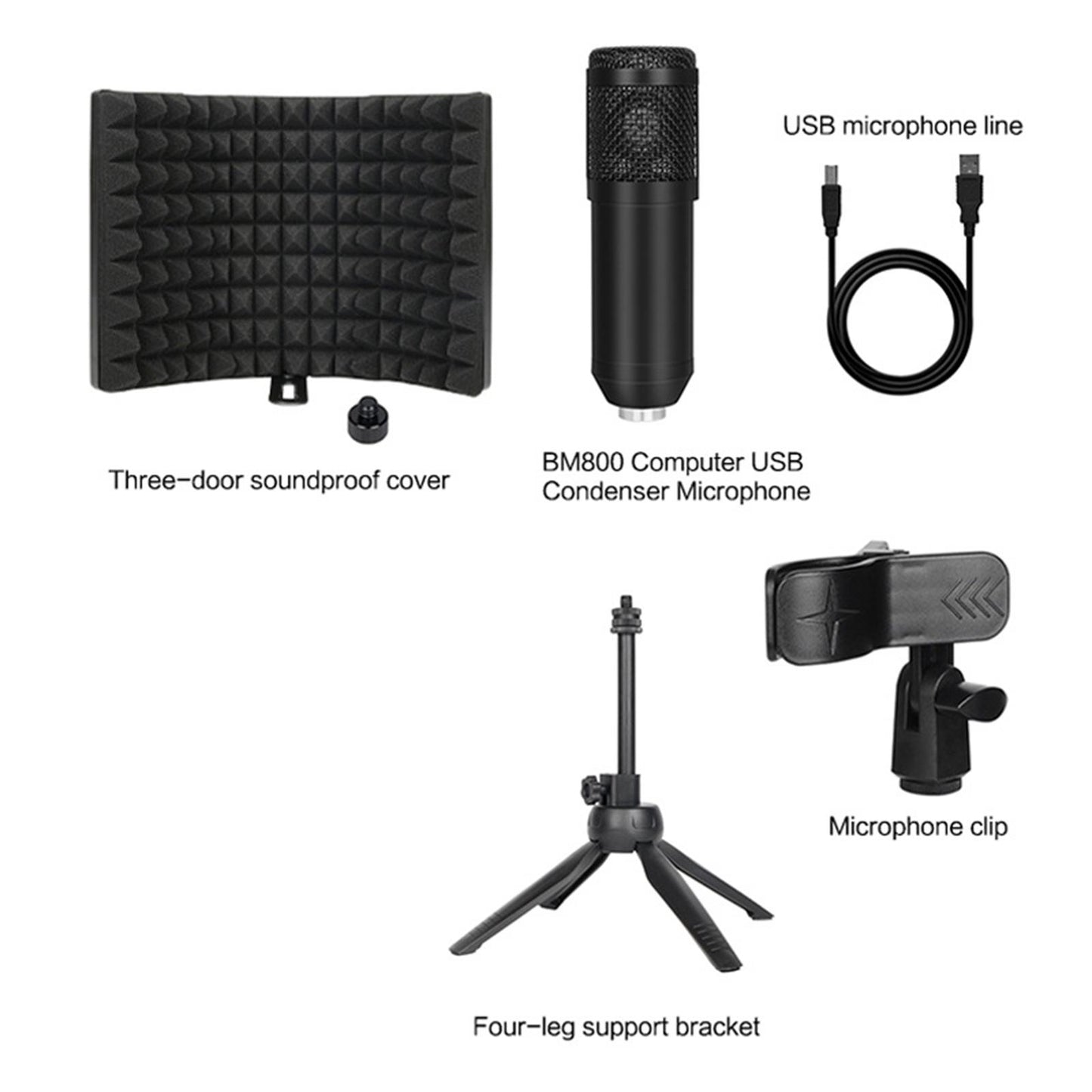 BM800 Condenser Microphone Studio Vocal Recording Mic Stand Set USB line