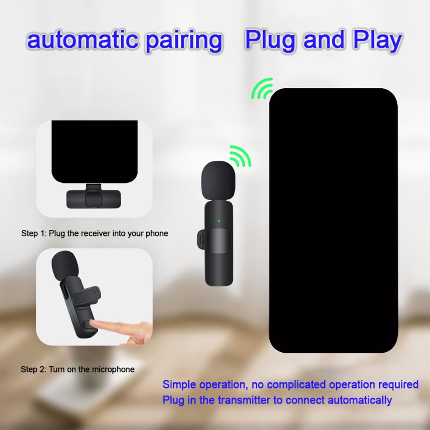 Wireless Lavalier Microphone for Smartphone Tablets Livestreaming