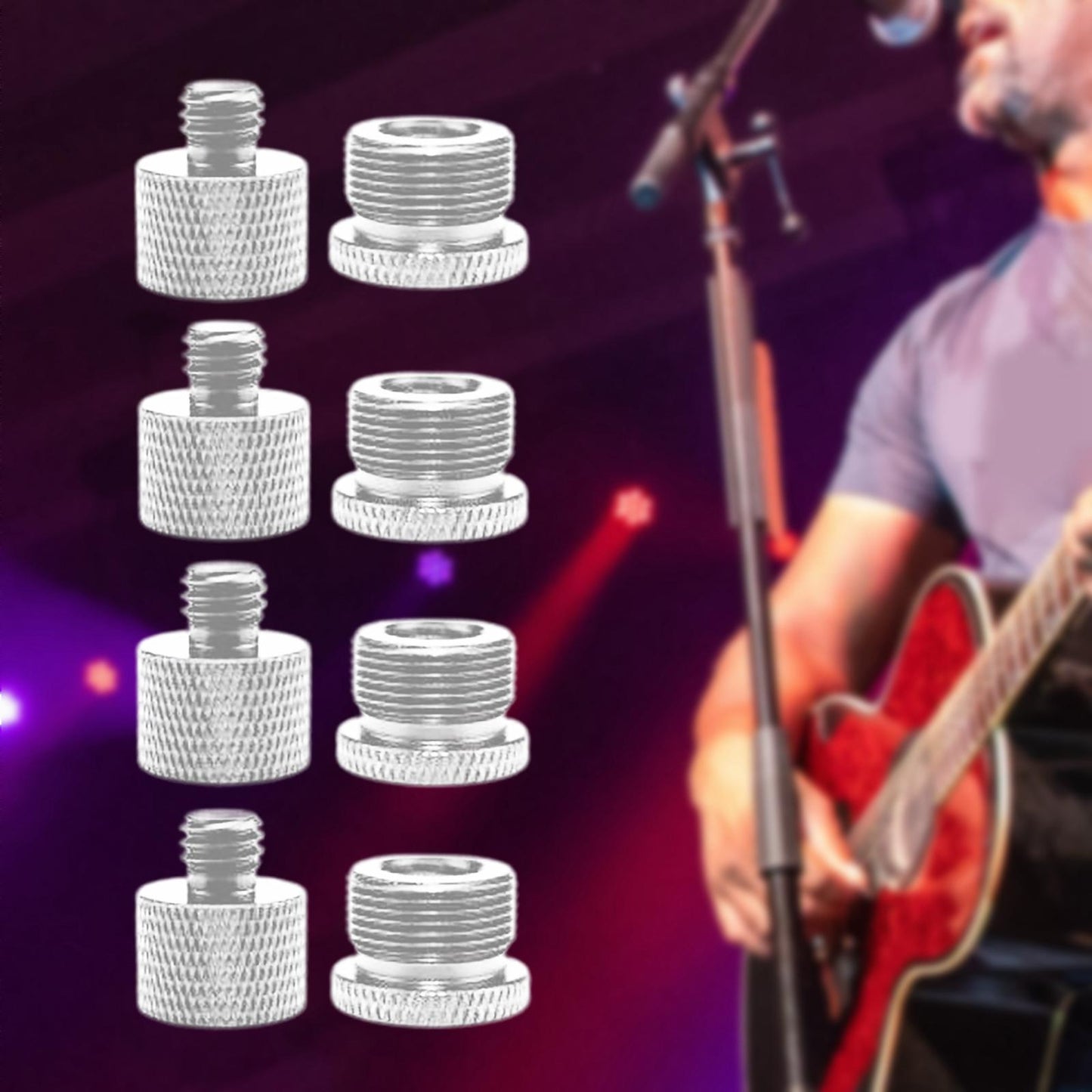8Pcs Screw Thread Adapter for Microphone Stand (5/8 Male to 3/8 Female)
