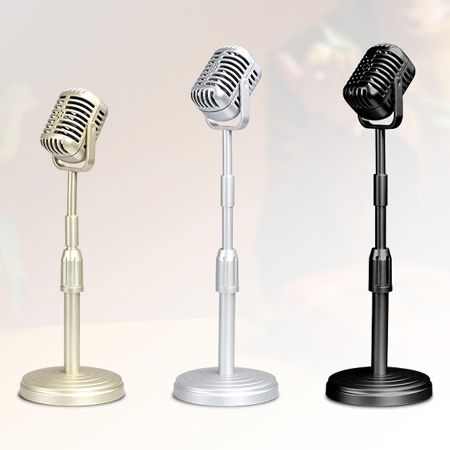 Simulation Classic Retro Vintage Style Mic Prop Photography with Stand Black