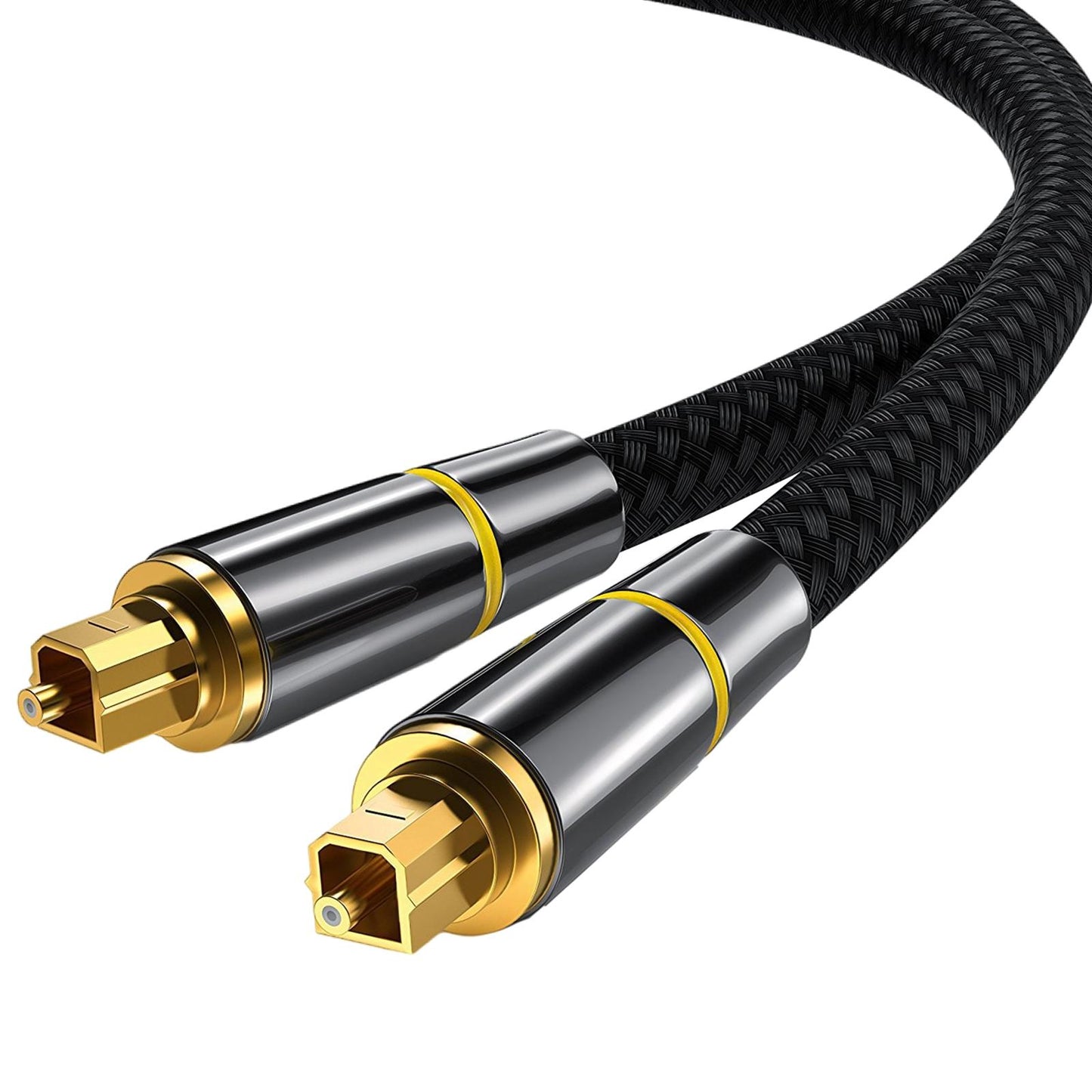 Optical Audio Cable Nylon Braided Male to Male for Soundbar Blue Ray Player yellow circle 3m