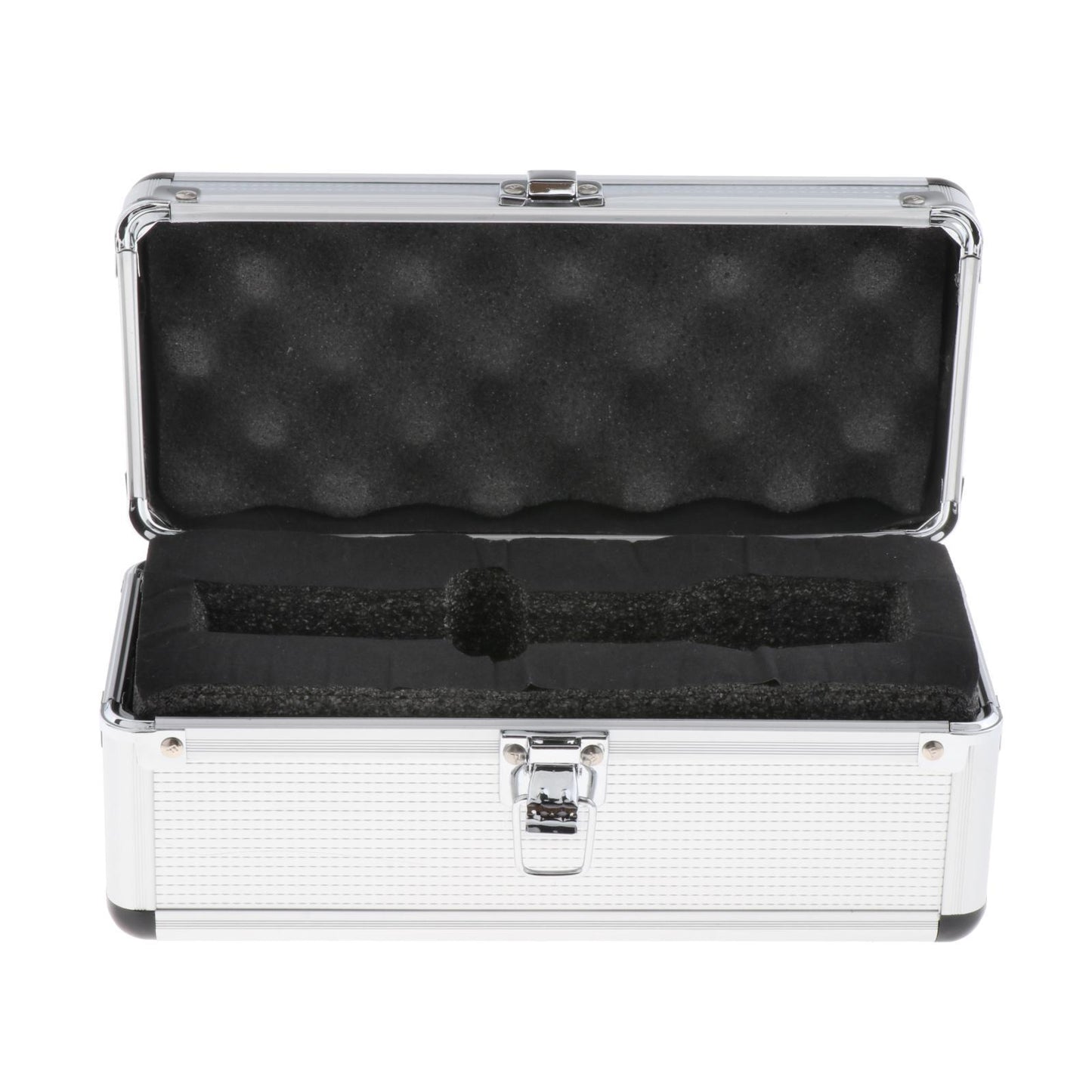 Portable Microphone Storage Case with Sponge Suitcase Mic Toolbox Silver