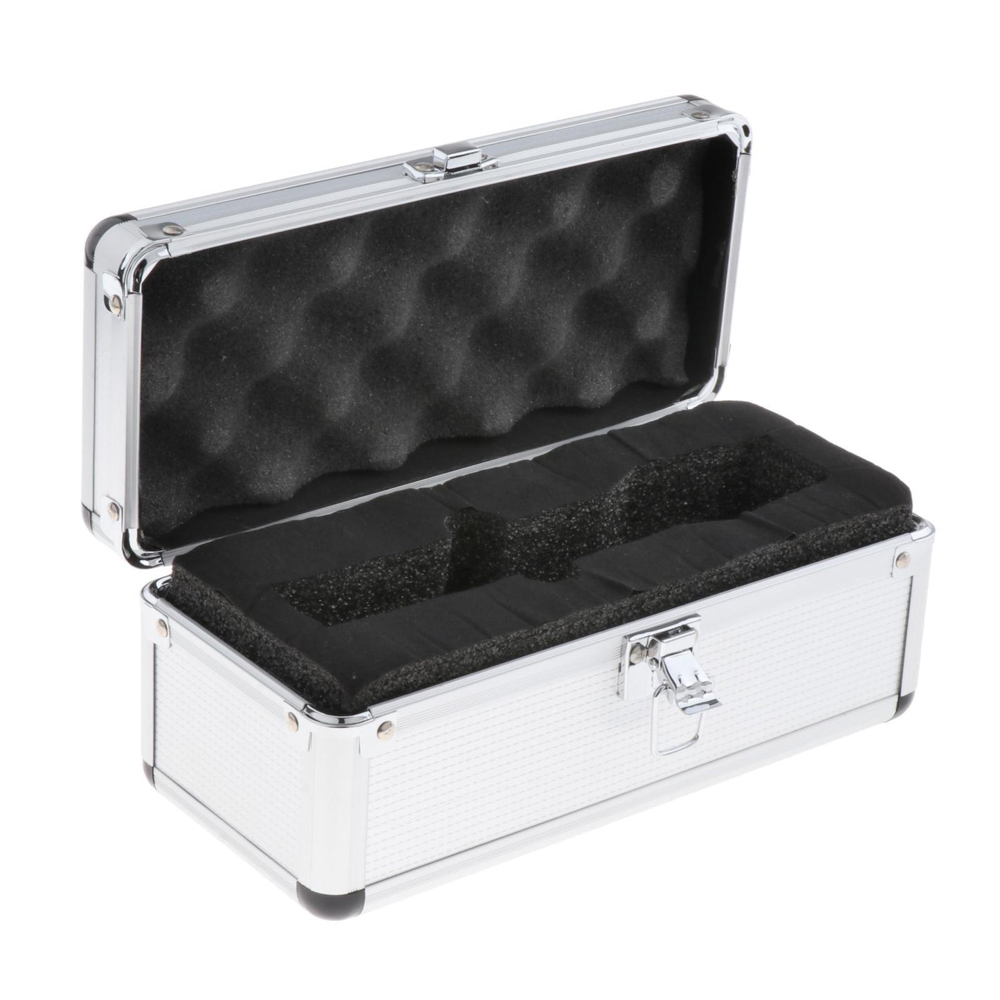 Portable Microphone Storage Case with Sponge Suitcase Mic Toolbox Silver