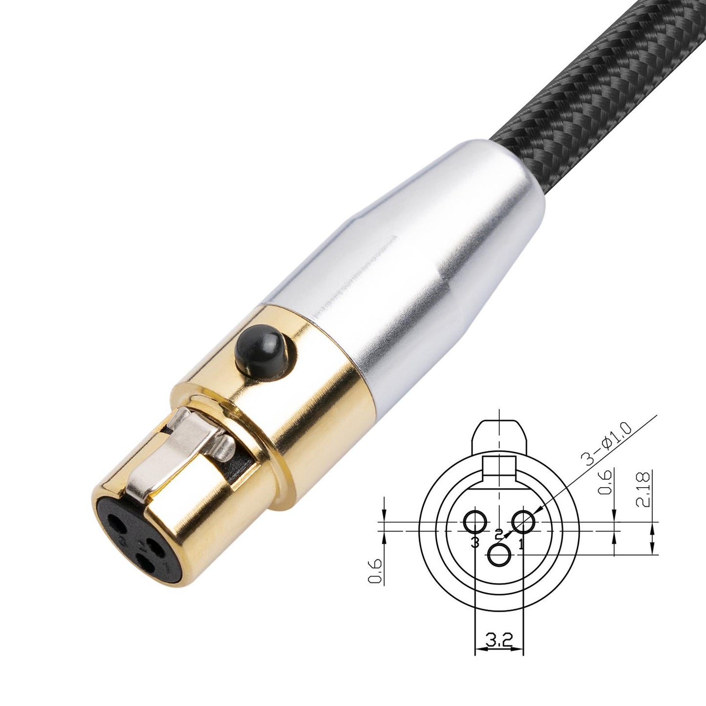 4.5mm MINI XLR Female to XLR Male Stereo Audio Adapter Cable Mini Jack 3M