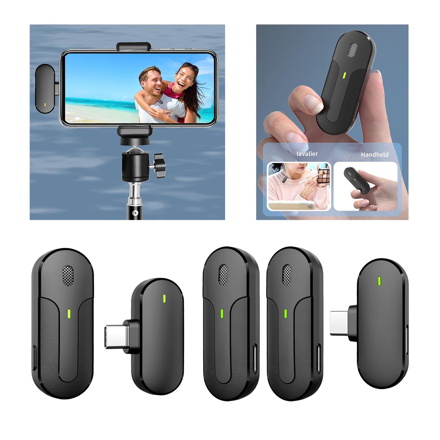 Wireless Lapel Mic Lavalier Microphone Type C with Charging Box Professional Single Mic