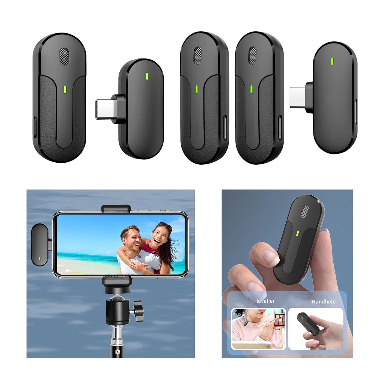 Wireless Lapel Mic Lavalier Microphone Type C with Charging Box Professional Single Mic