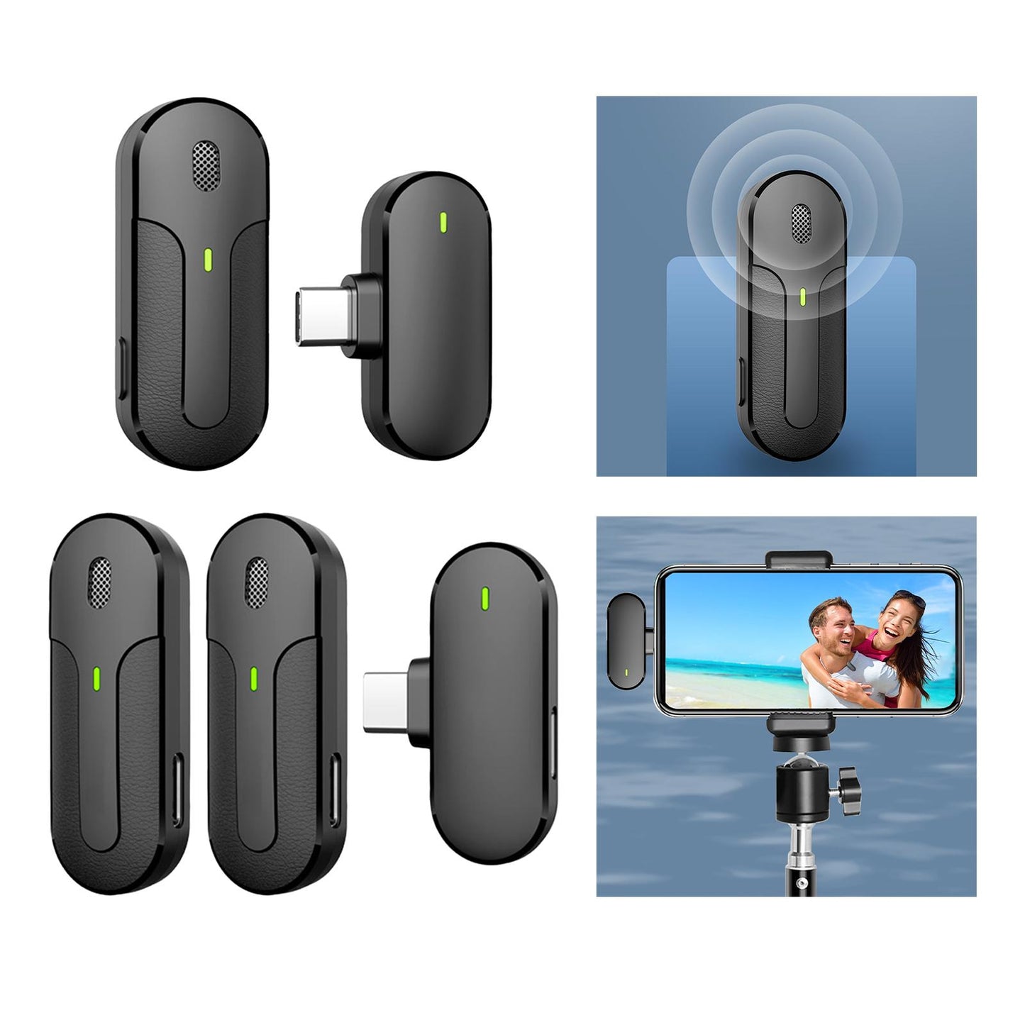 Wireless Lapel Mic Lavalier Microphone Type C with Charging Box Professional Single Mic