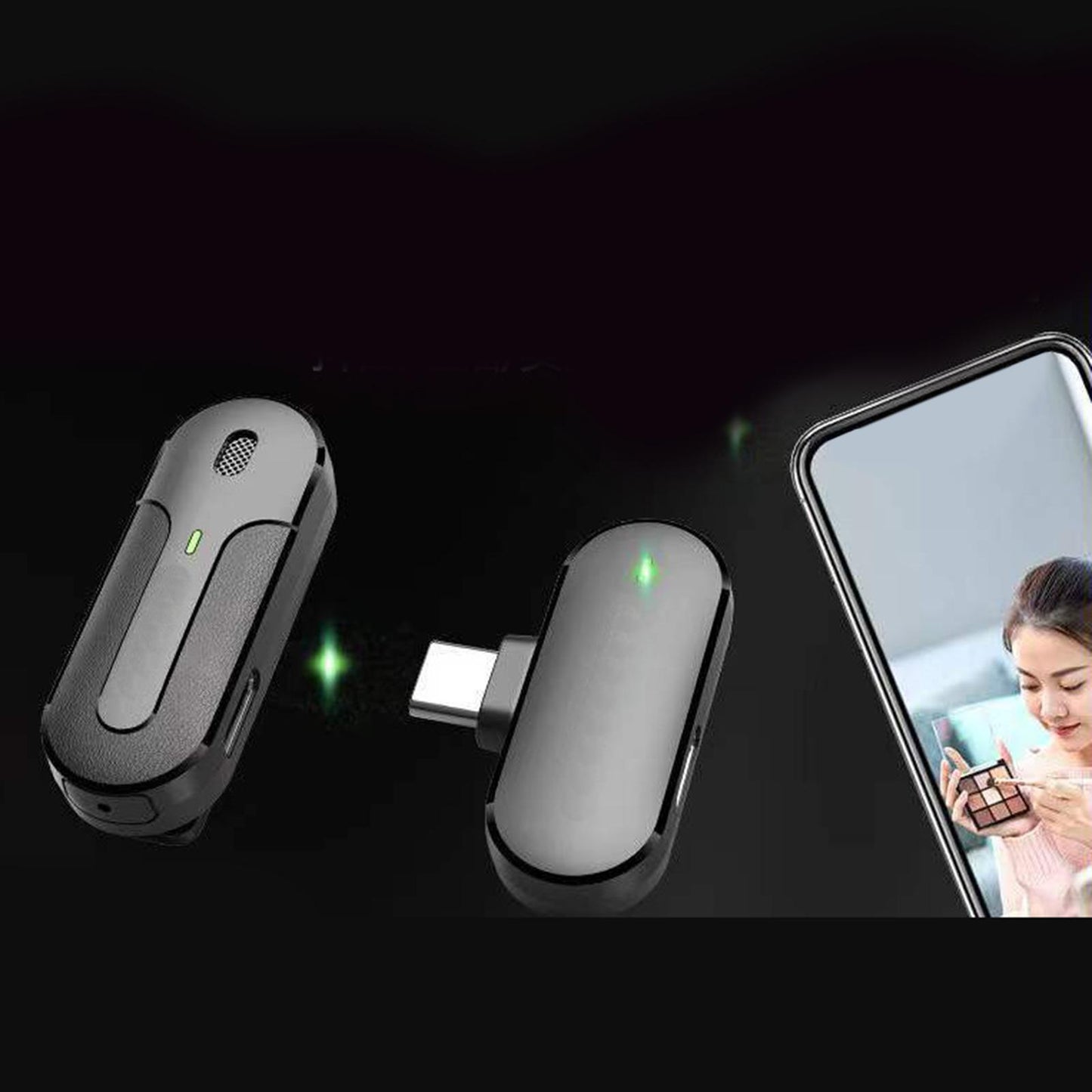 Wireless Lapel Mic Lavalier Microphone Type C with Charging Box Professional Dual Mic