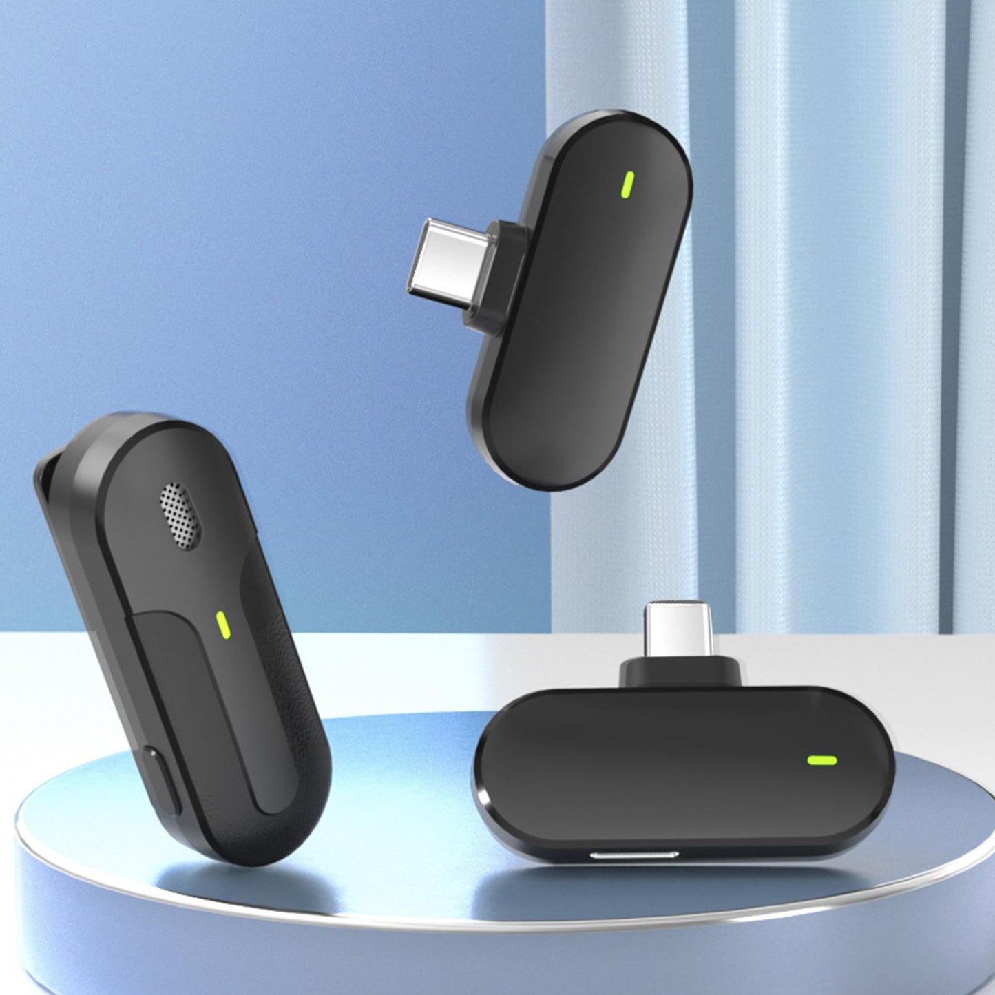 Wireless Lapel Mic Lavalier Microphone Type C with Charging Box Professional Dual Mic