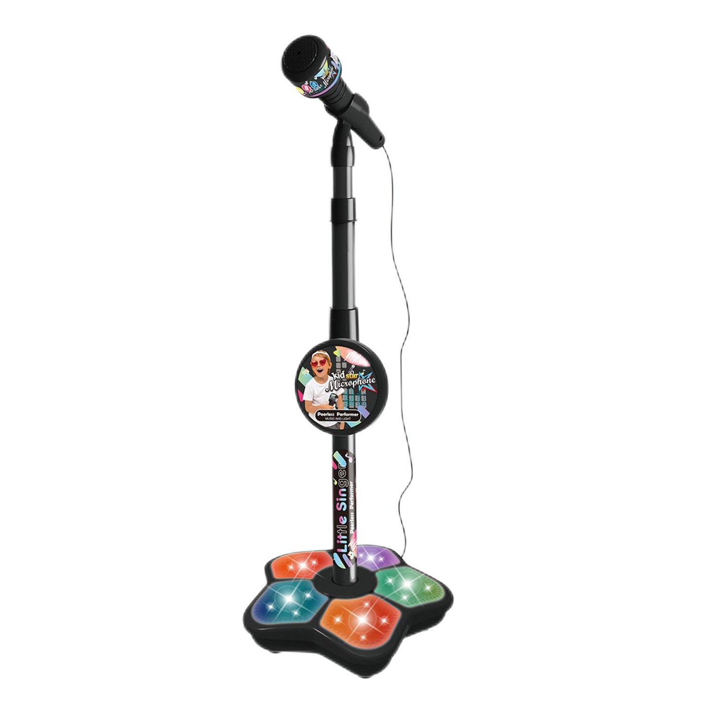 Musical Instrument Wired Microphone Pretend Toy for Story Machine Birthday Black
