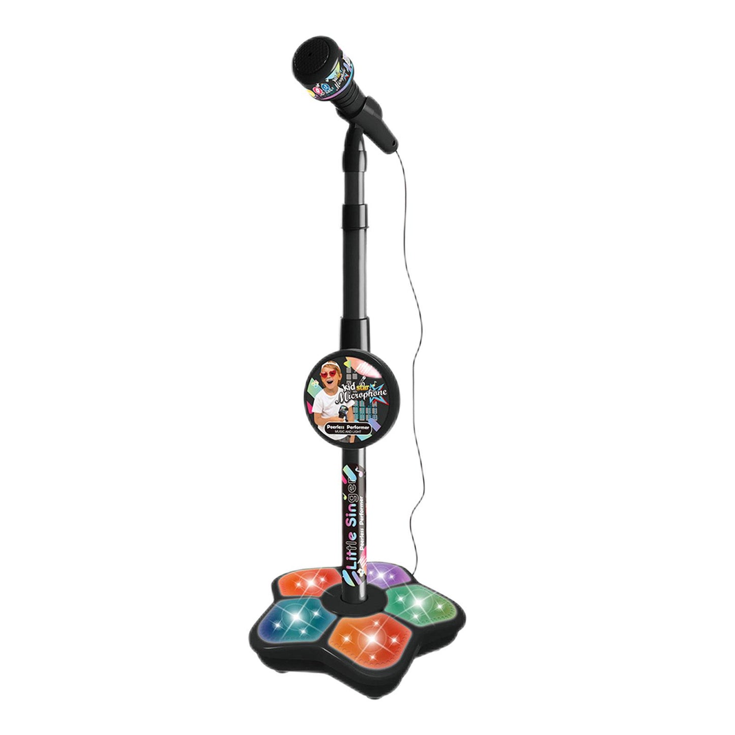 Musical Instrument Wired Microphone Pretend Toy for Story Machine Birthday Black