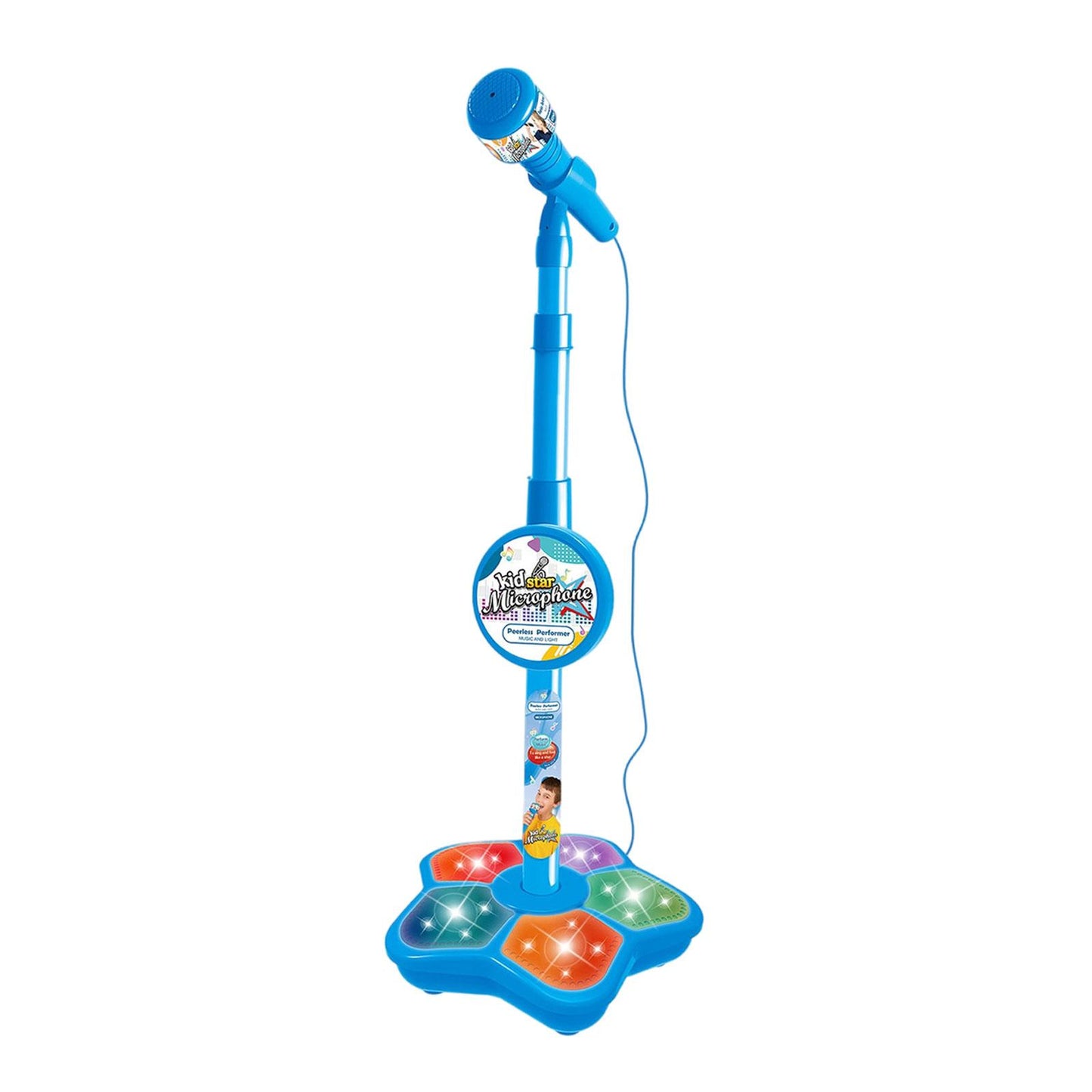 Musical Instrument Wired Microphone Pretend Toy for Story Machine Birthday Blue