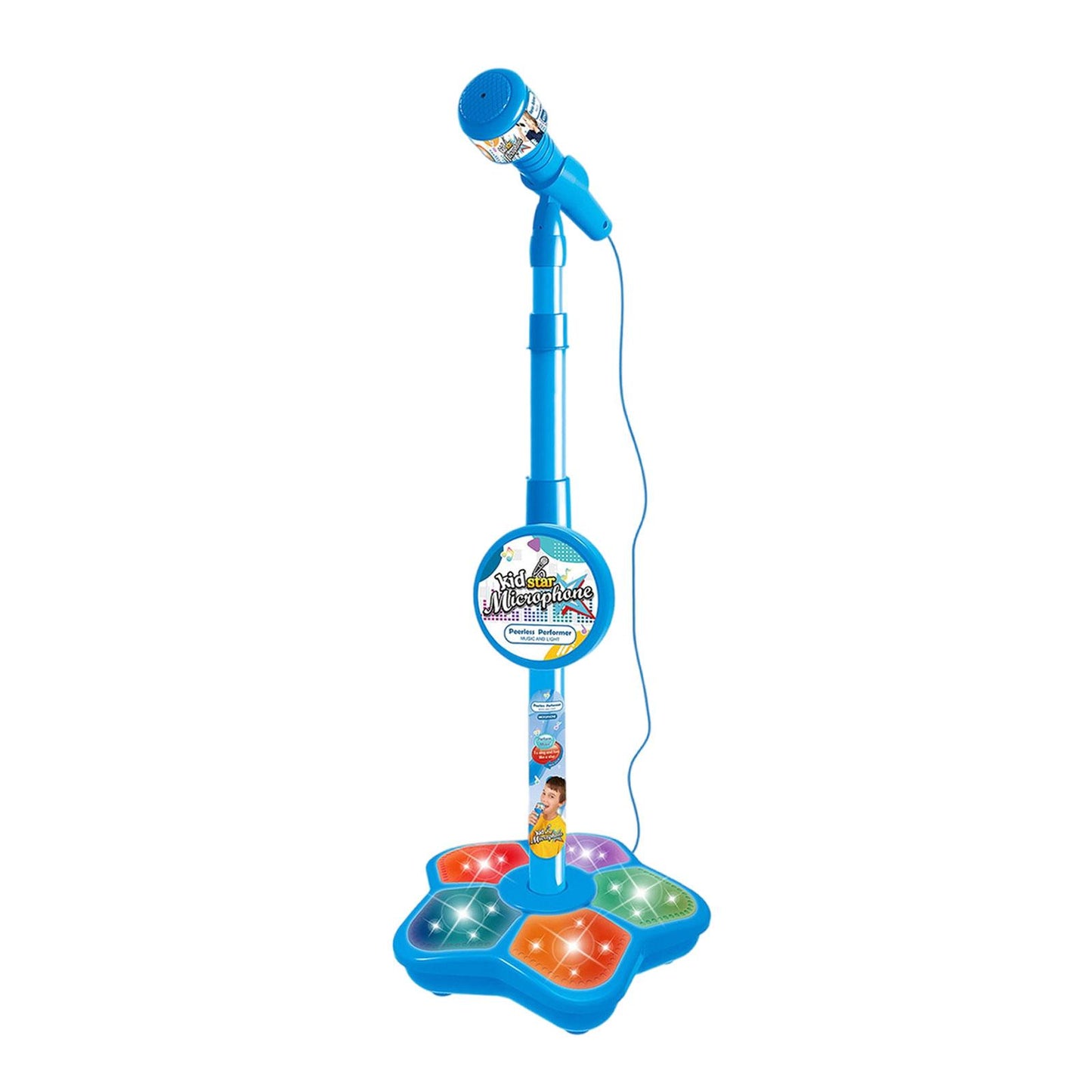 Musical Instrument Wired Microphone Pretend Toy for Story Machine Birthday Blue