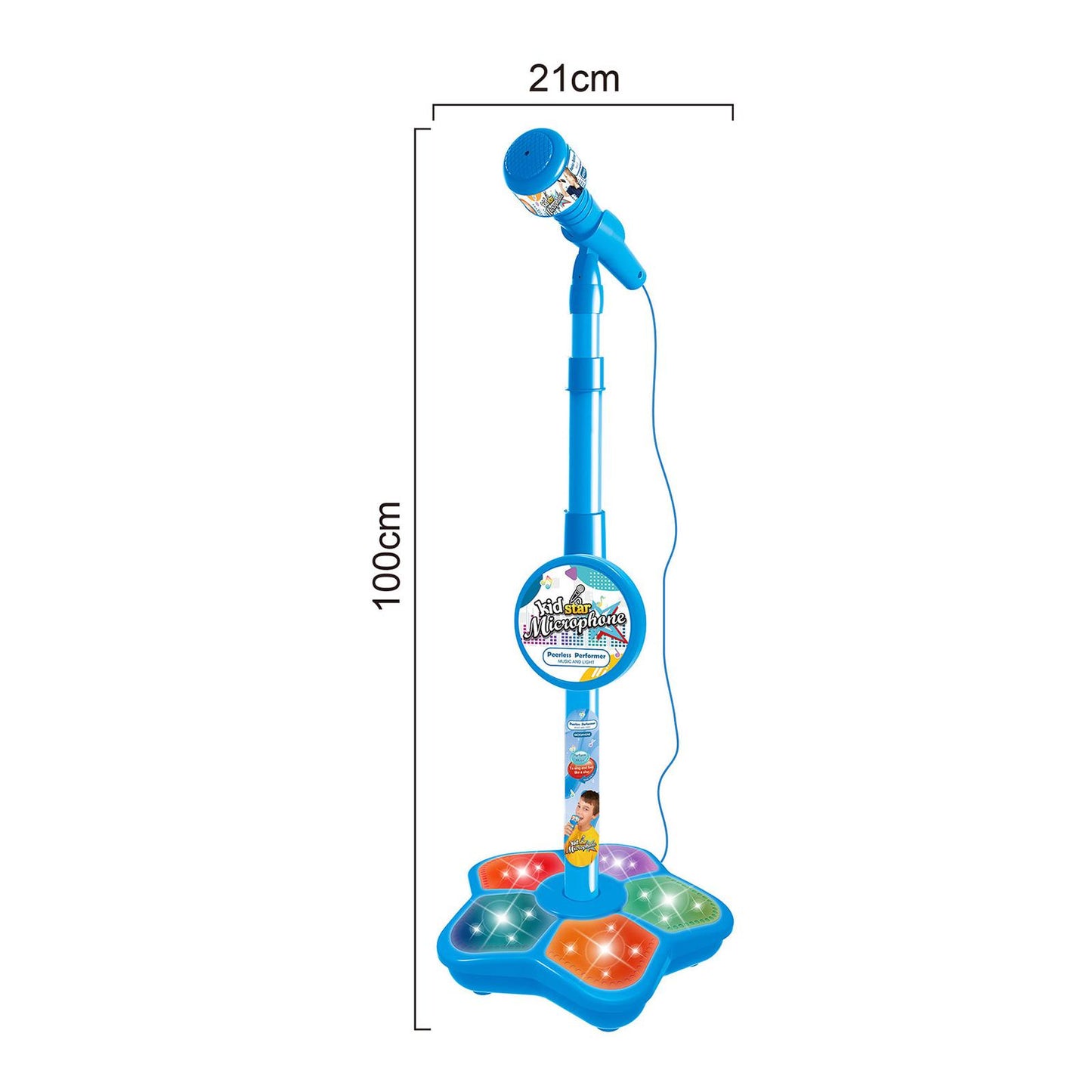 Musical Instrument Wired Microphone Pretend Toy for Story Machine Birthday Blue