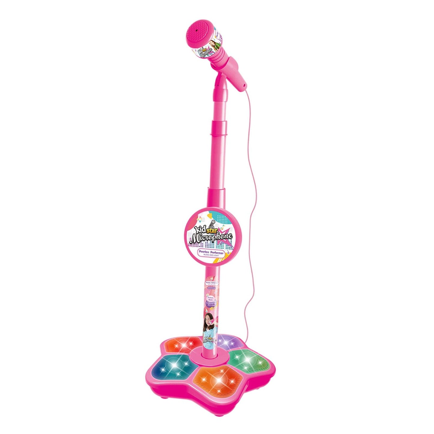 Musical Instrument Wired Microphone Pretend Toy for Story Machine Birthday Pink