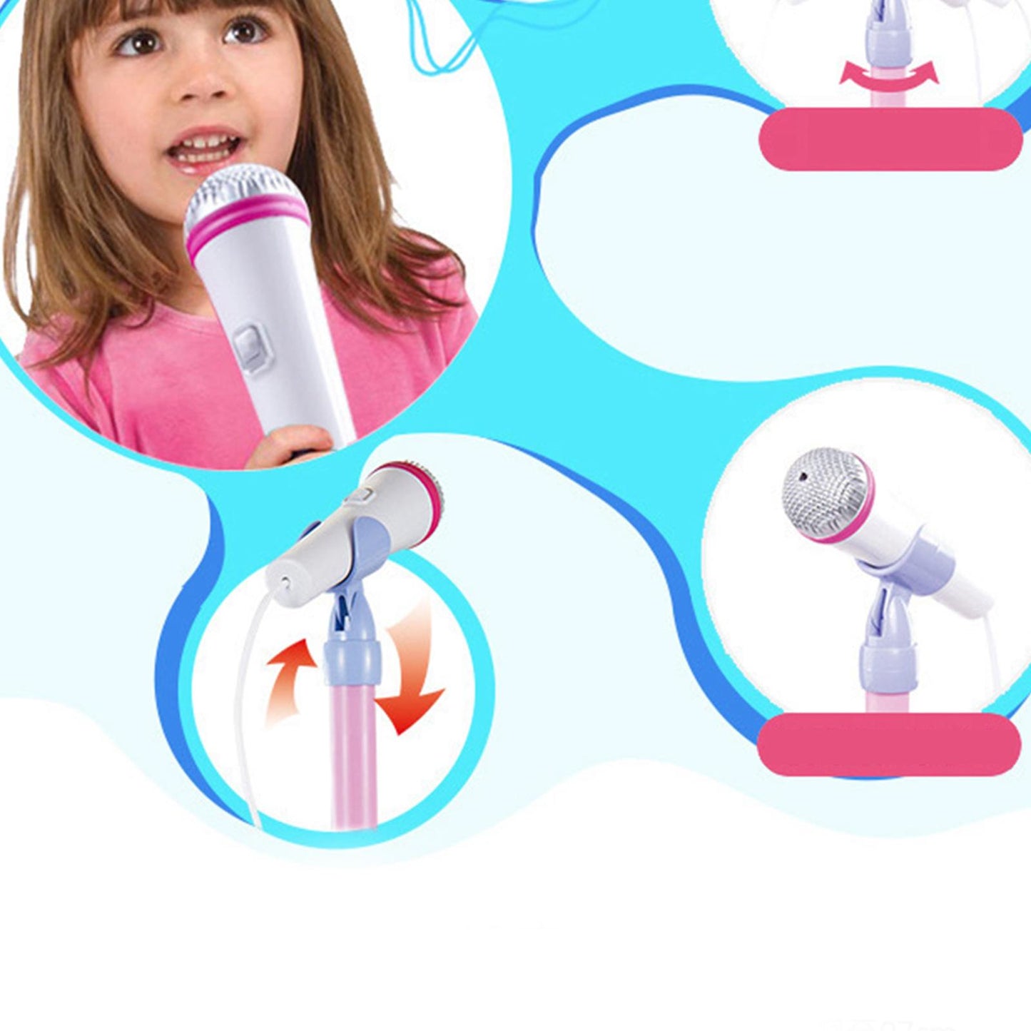 Musical Instrument Wired Microphone Pretend Toy for Story Machine Birthday Pink