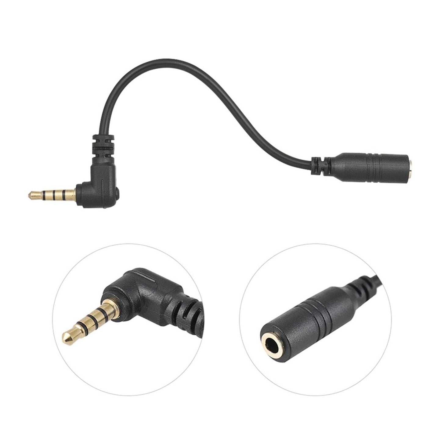 3.5mm 3 Pole TRS Female to 4 Pole TRRS Male Mic Cable for Camera Phone
