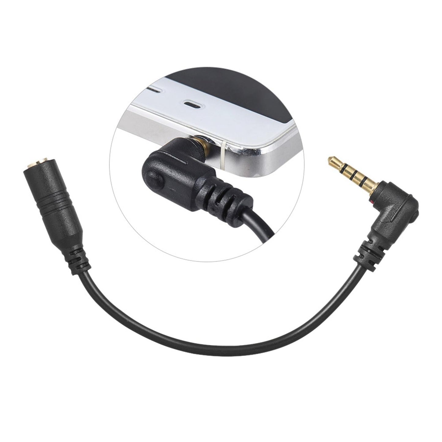 3.5mm 3 Pole TRS Female to 4 Pole TRRS Male Mic Cable for Camera Phone