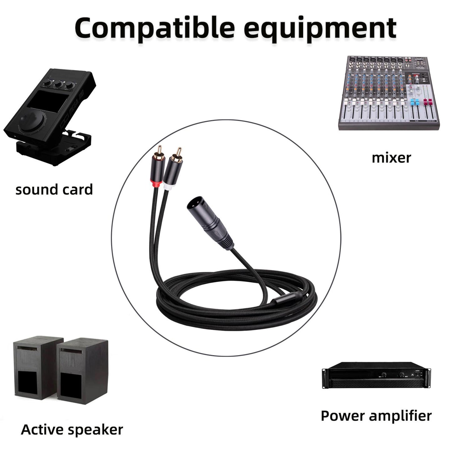 XLR to Dual Cable HiFi Stereo for Phones Mixers Home Theater Components 1m