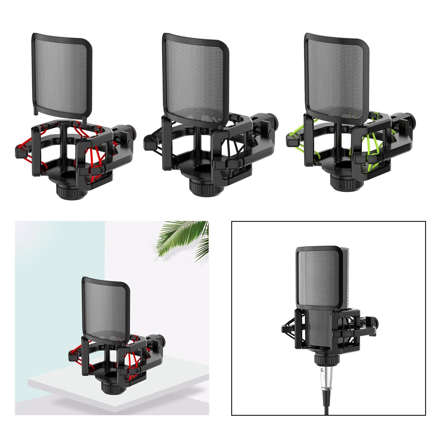 Microphone Shock Mount Suspension for Condenser Microphone Broadcasting red