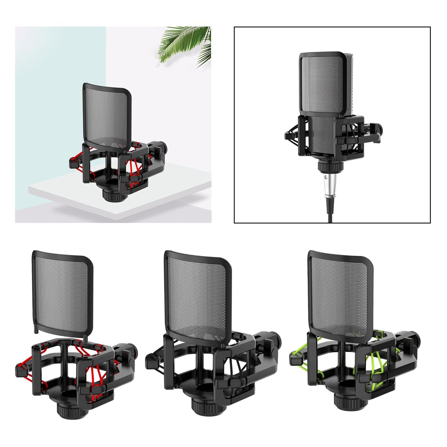 Microphone Shock Mount Suspension for Condenser Microphone Broadcasting red