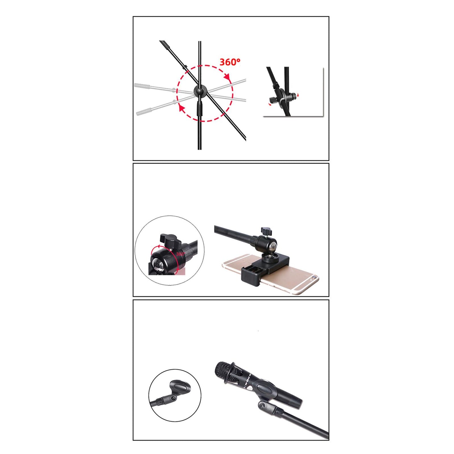 Microphone Crossbar Adjustable for Live Broadcast Stage Performance Singing