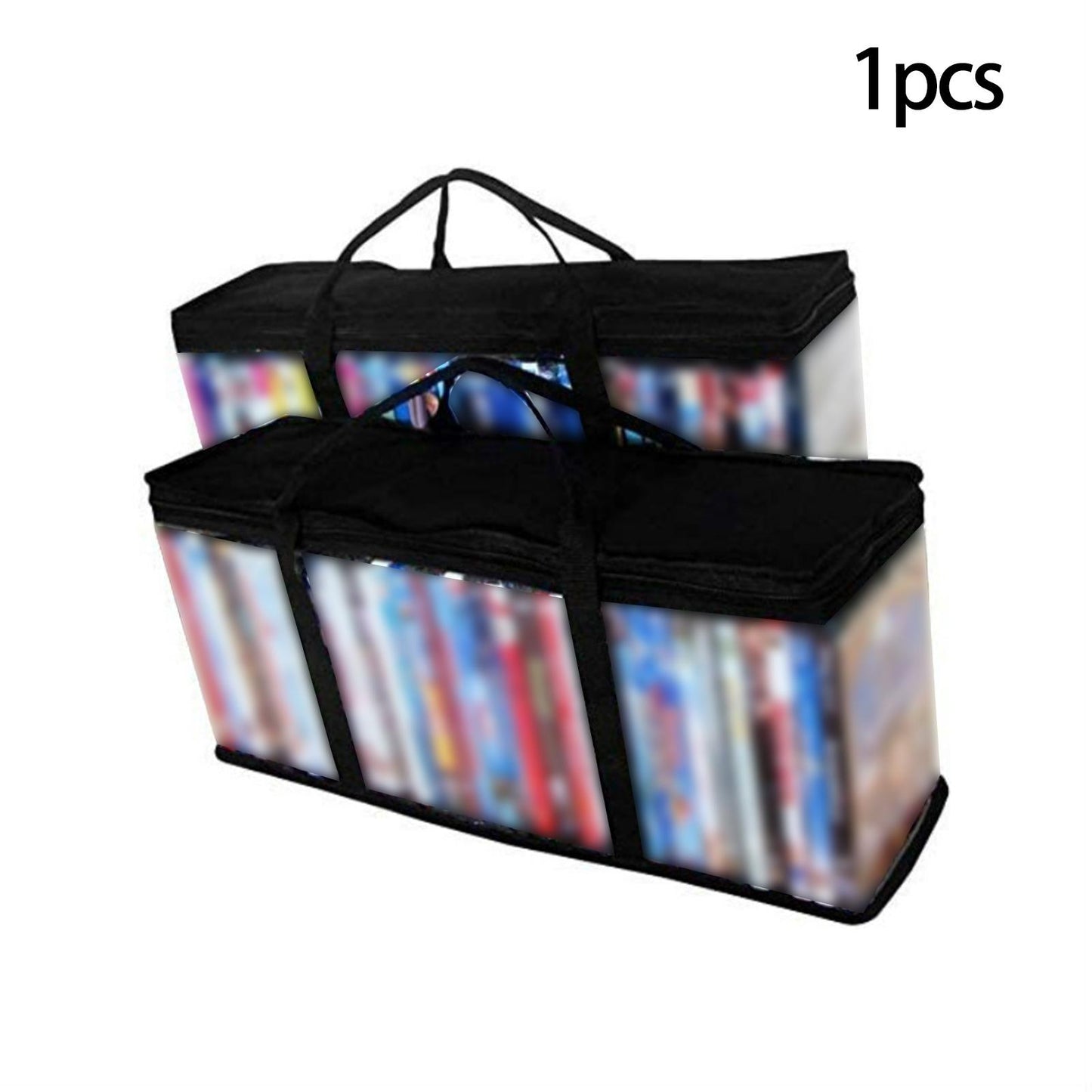 DVD Storage Bag Zipper Organizer with Handles Display for Book Office CD