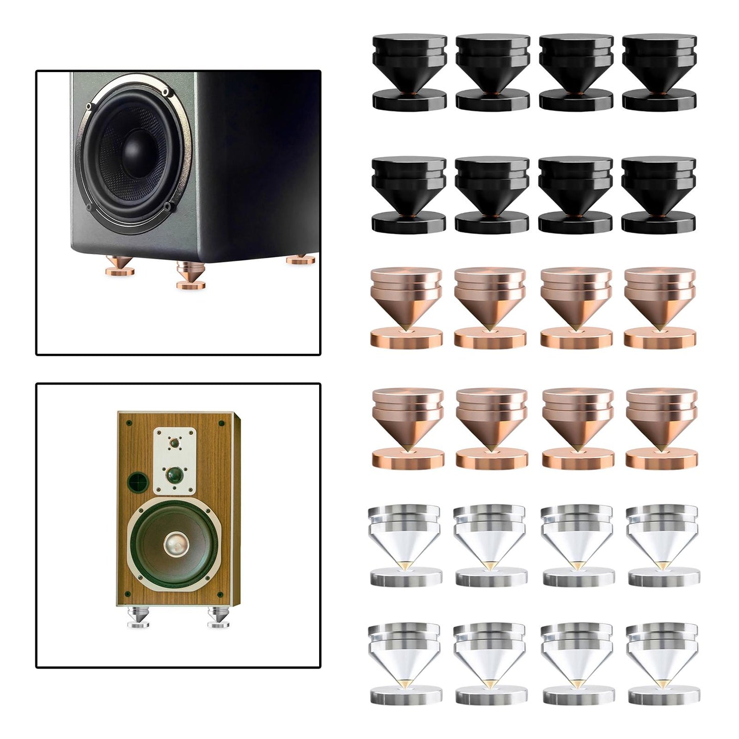 Speaker Shock Absorber Feet Audiophile Shockproof Stand Pad for Electronics Black