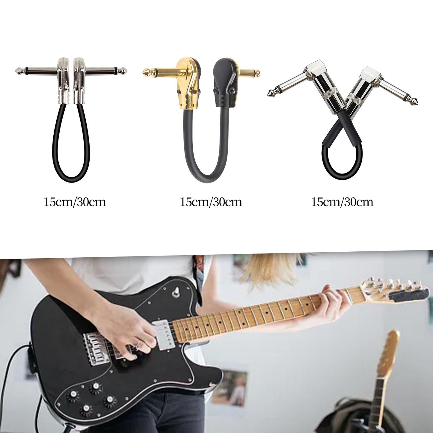 Guitar Patch Cable Cord Simply Plug into Guitar Pedal, Fit Tight Audio Cable Argent Flat 15CM