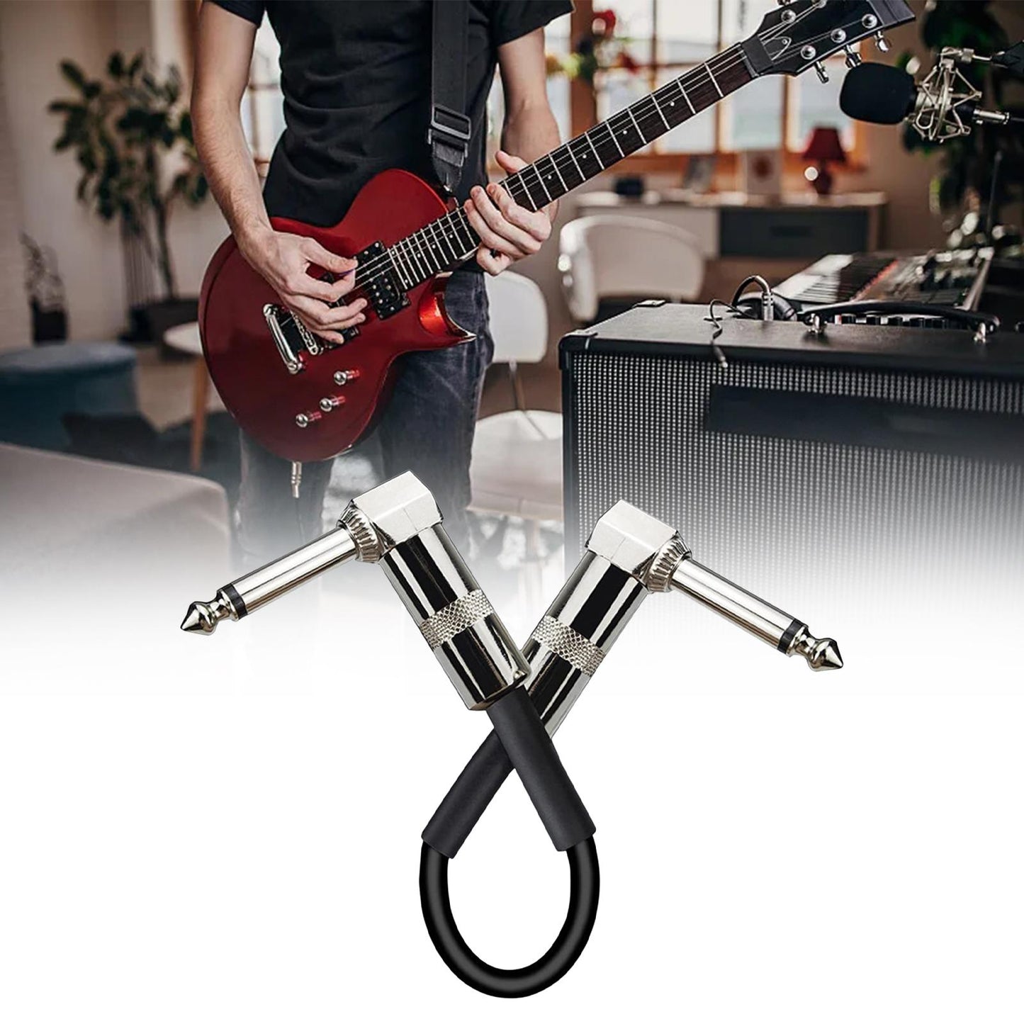 Guitar Patch Cable Cord Simply Plug into Guitar Pedal, Fit Tight Audio Cable Argent Square 15CM