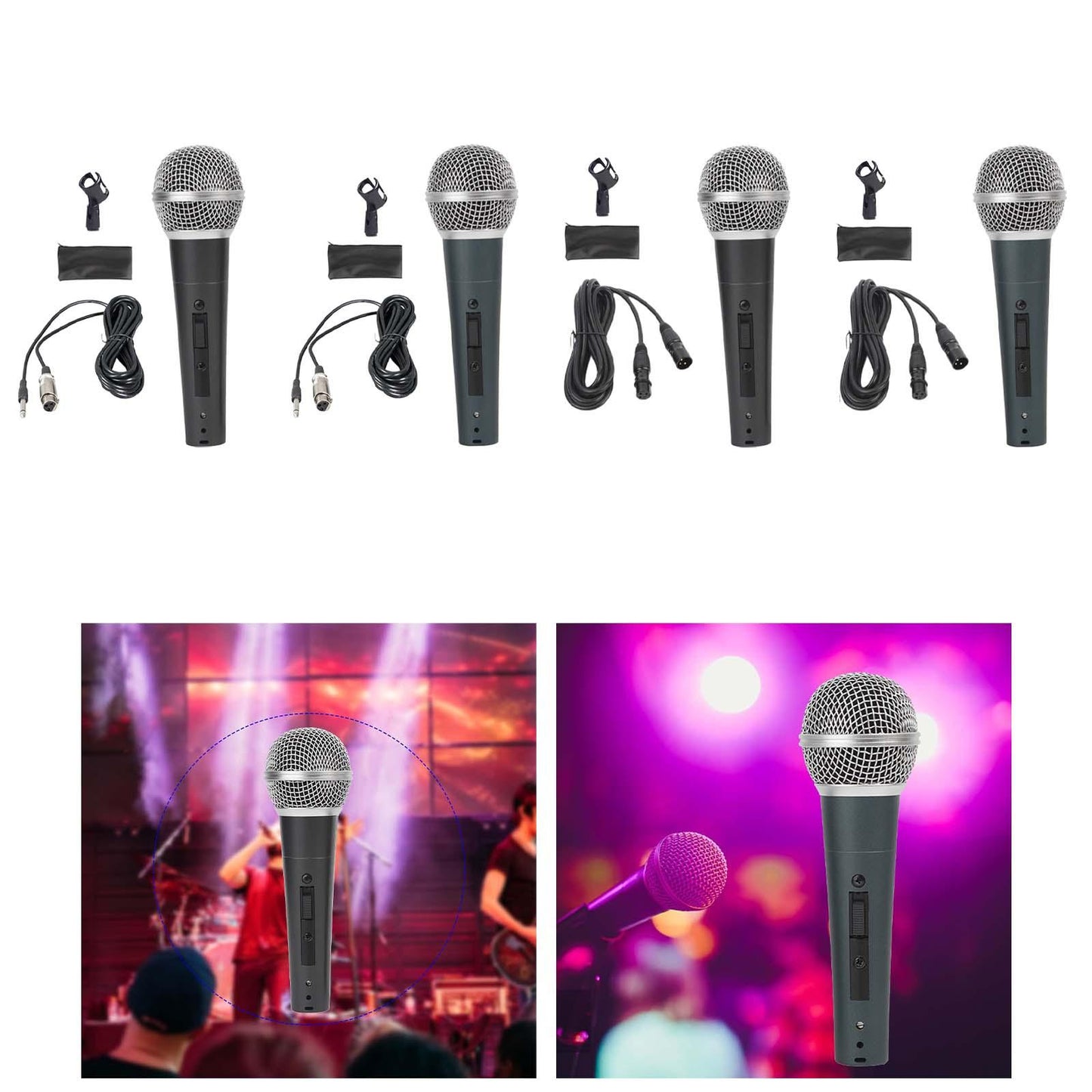 Wired Microphone Clear Sound Portable Handheld Mic for Party Wedding Singing Black Set A