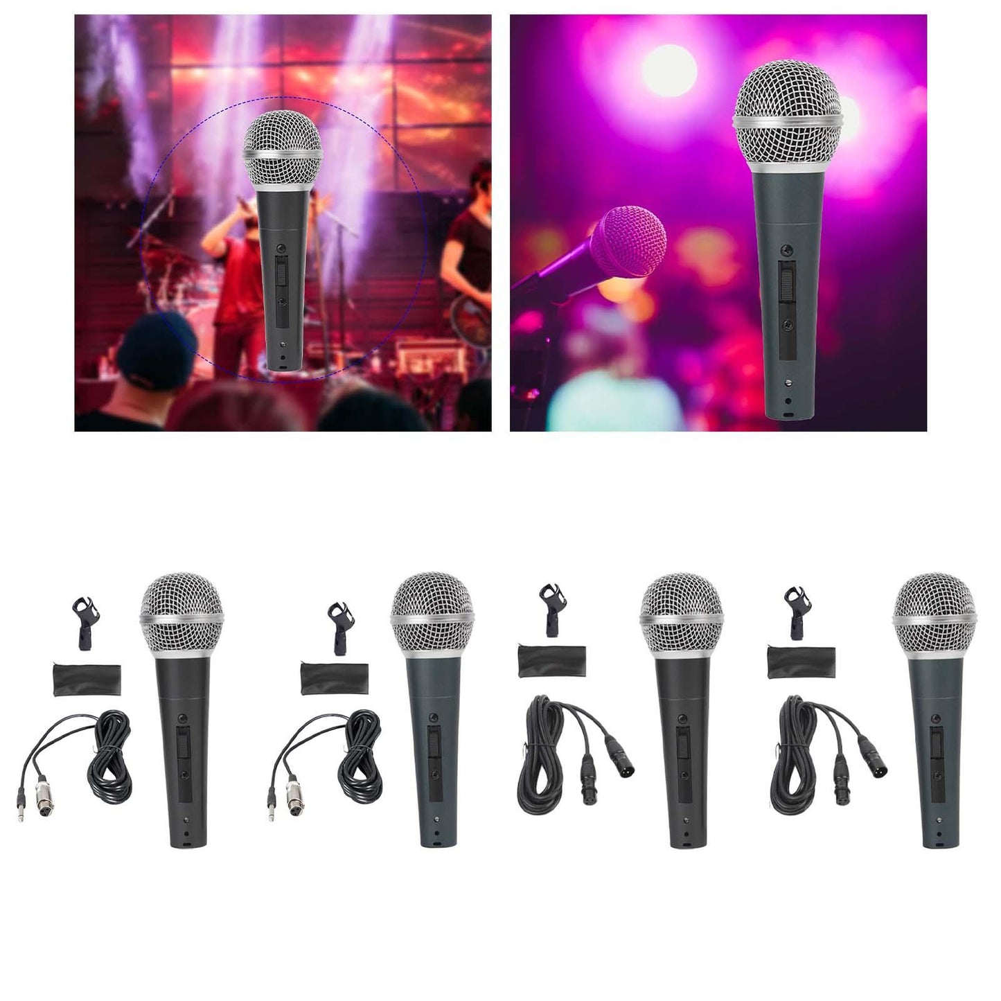 Wired Microphone Clear Sound Portable Handheld Mic for Party Wedding Singing Black Set A