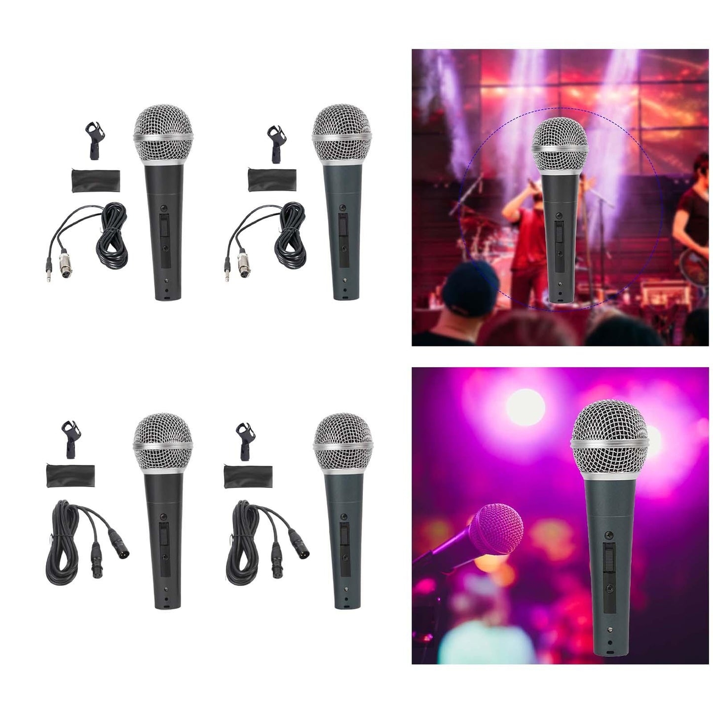 Wired Microphone Clear Sound Portable Handheld Mic for Party Wedding Singing Black Set A