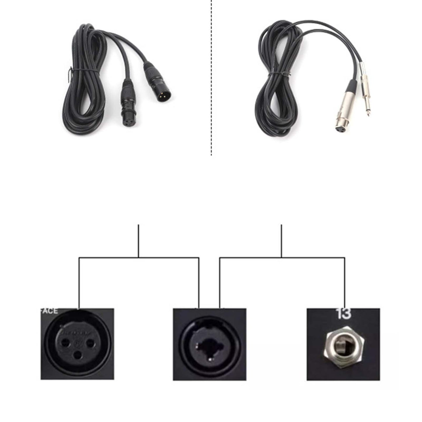 Wired Microphone Clear Sound Portable Handheld Mic for Party Wedding Singing Black Set A