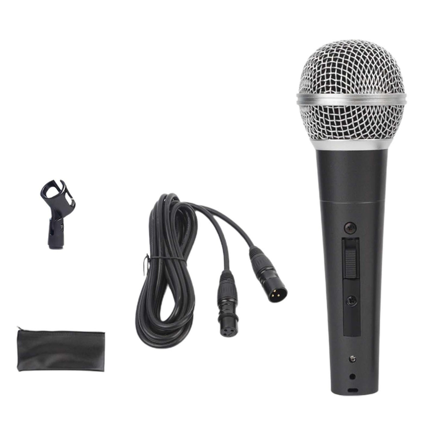 Wired Microphone Clear Sound Portable Handheld Mic for Party Wedding Singing Black Mic Set B