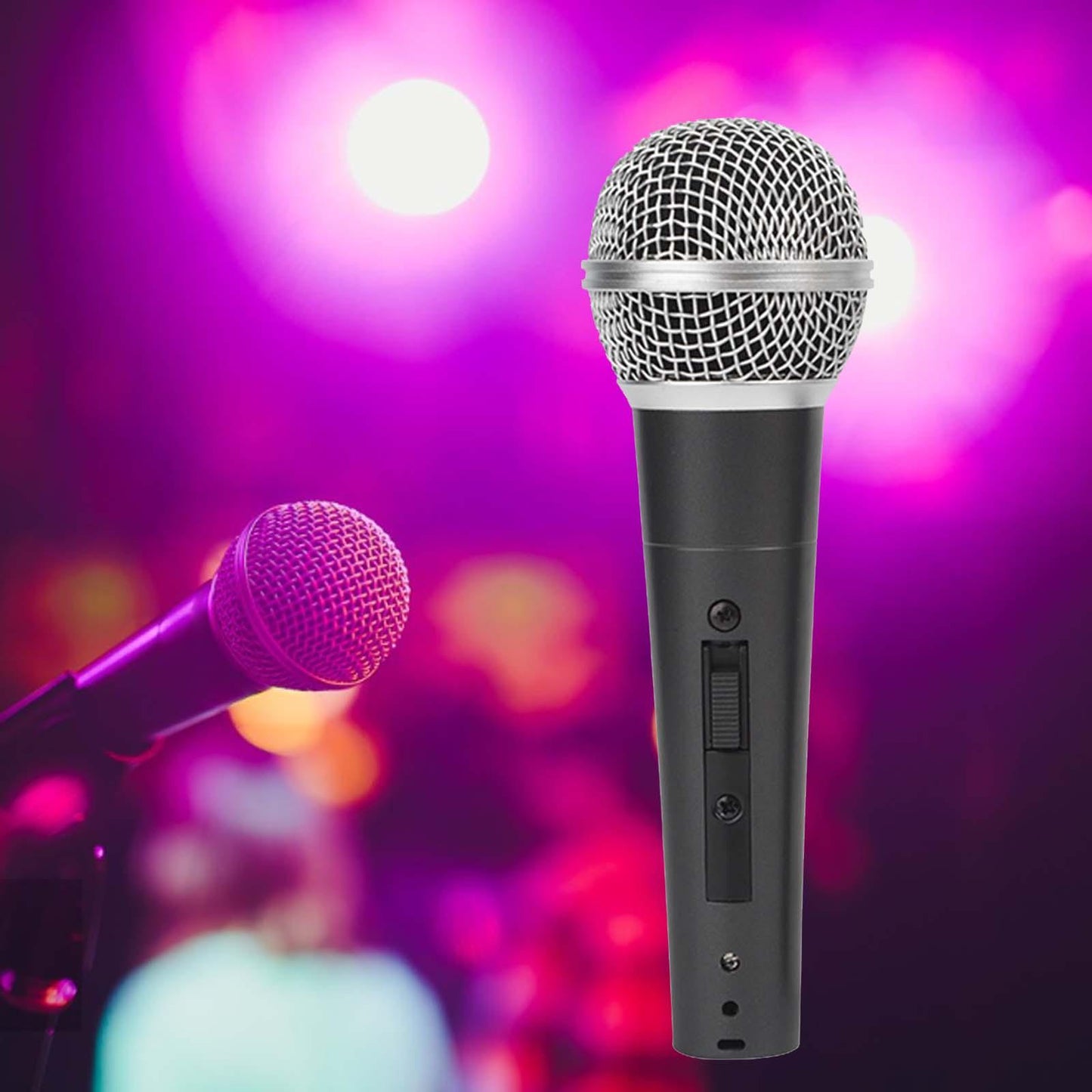 Wired Microphone Clear Sound Portable Handheld Mic for Party Wedding Singing Black Mic Set B