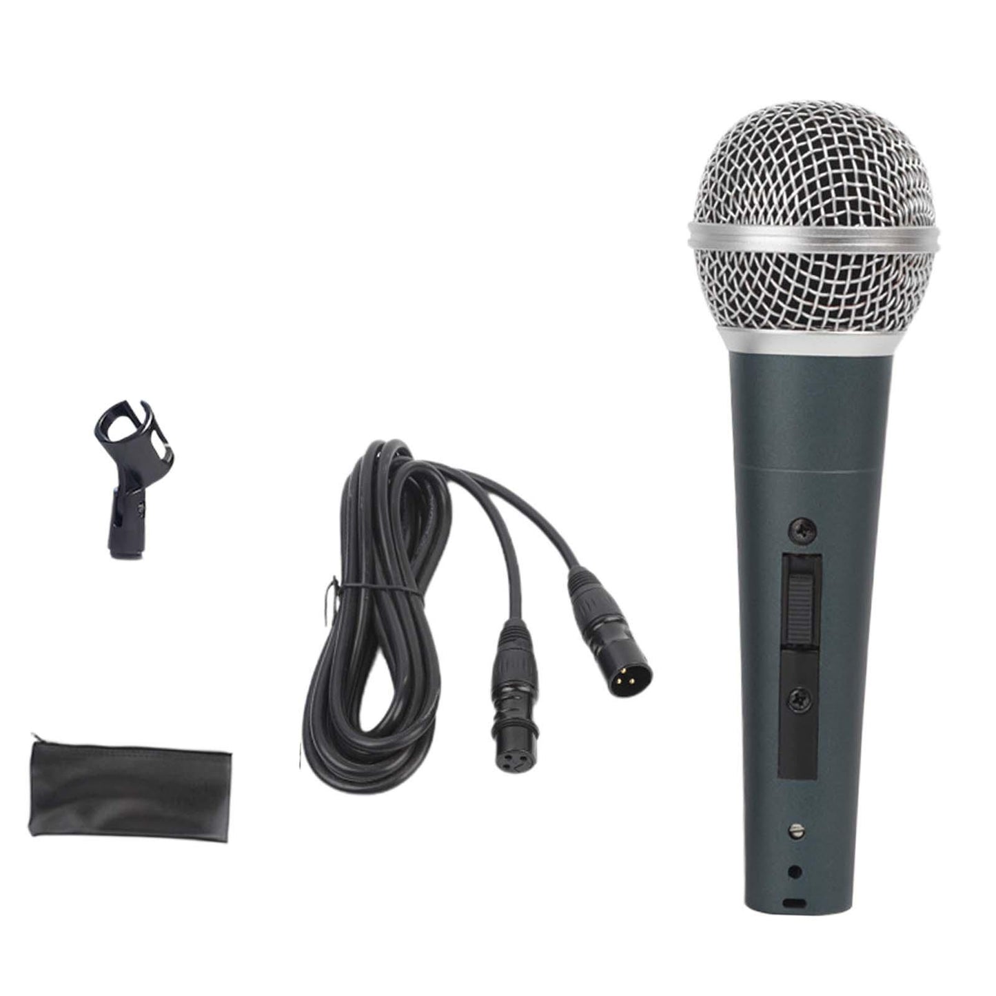 Wired Microphone Clear Sound Portable Handheld Mic for Party Wedding Singing Dark Cyan Mic Set B