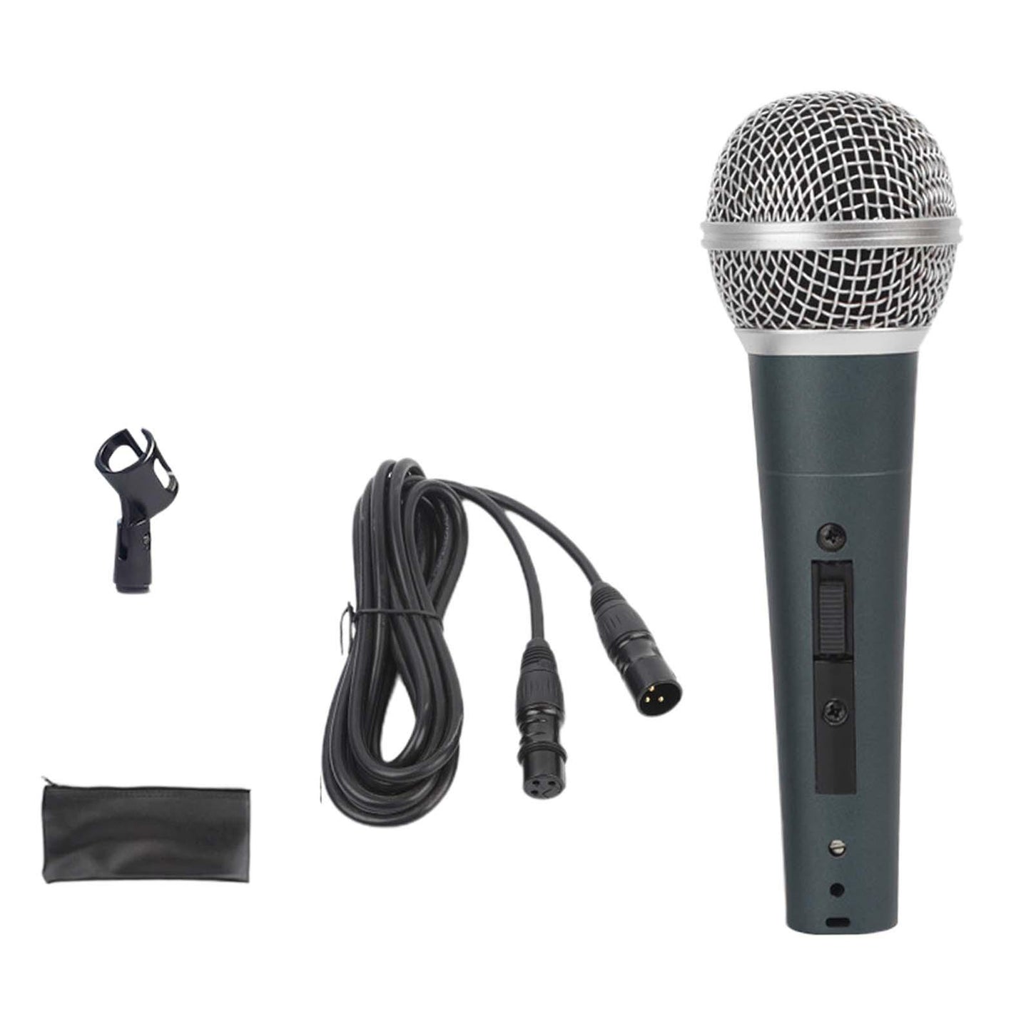 Wired Microphone Clear Sound Portable Handheld Mic for Party Wedding Singing Dark Cyan Mic Set B
