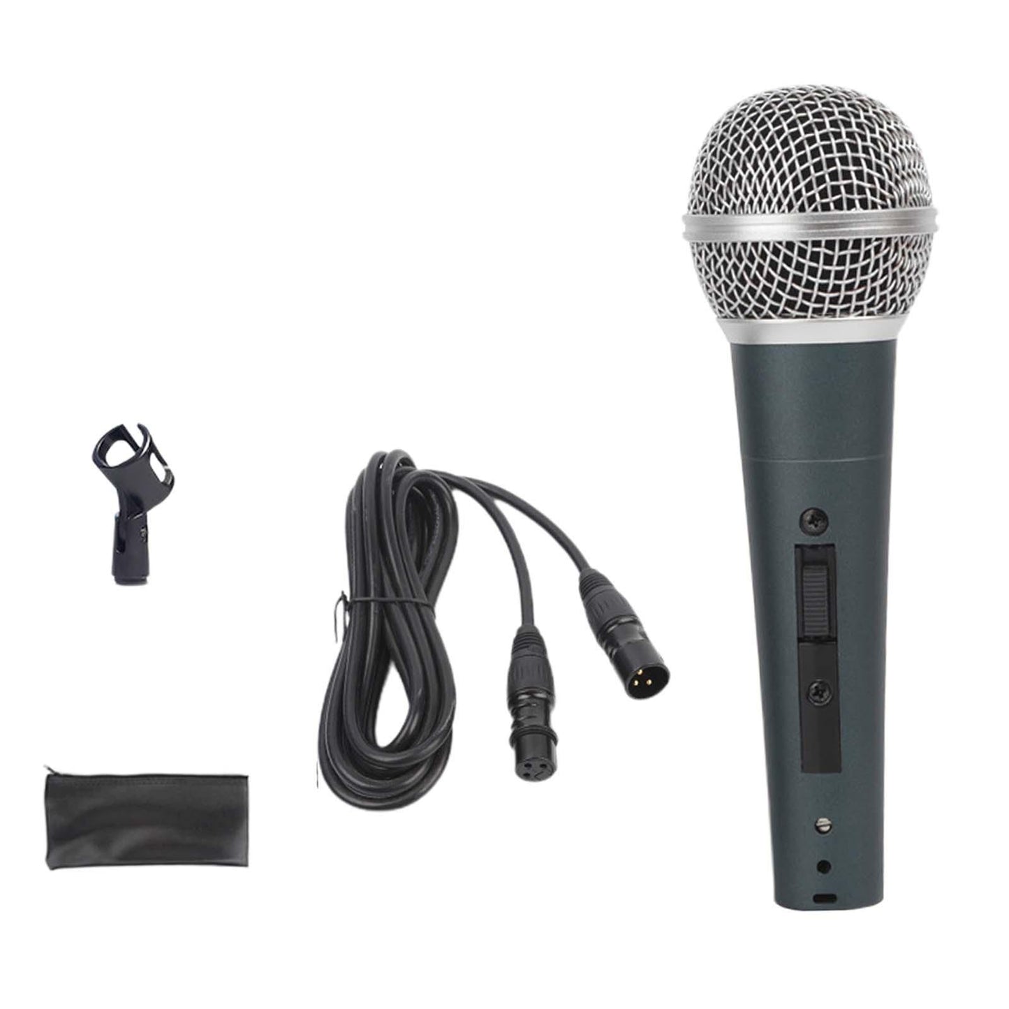Wired Microphone Clear Sound Portable Handheld Mic for Party Wedding Singing Dark Cyan Mic Set B