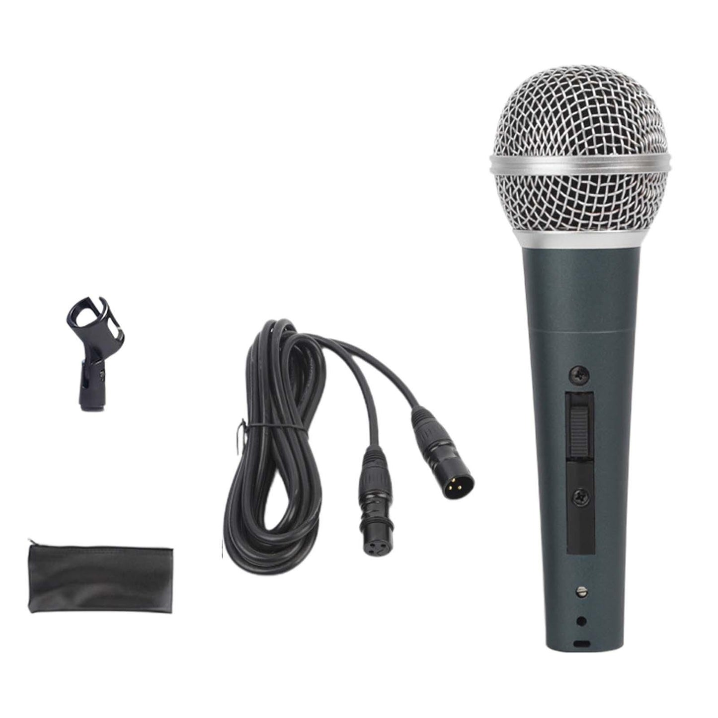Wired Microphone Clear Sound Portable Handheld Mic for Party Wedding Singing Dark Cyan Mic Set B