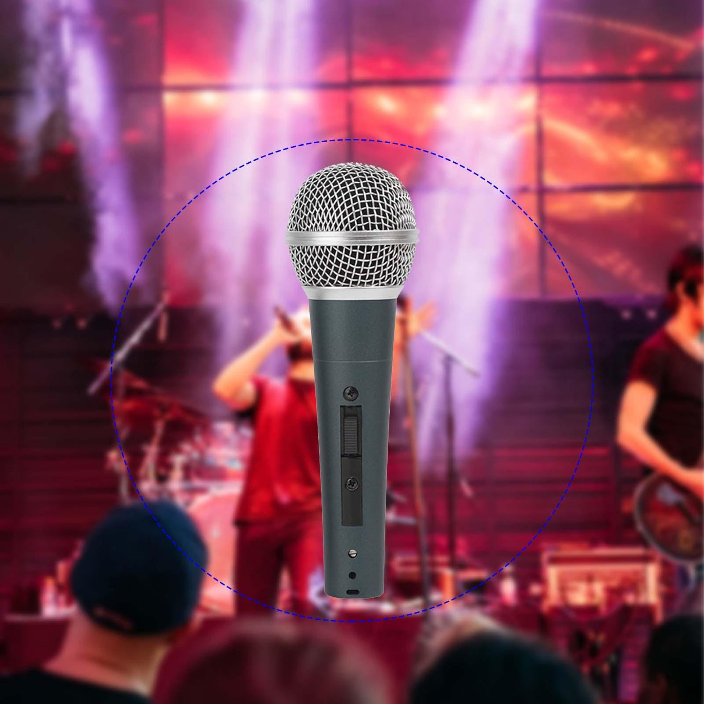 Wired Microphone Clear Sound Portable Handheld Mic for Party Wedding Singing Dark Cyan Mic Set B